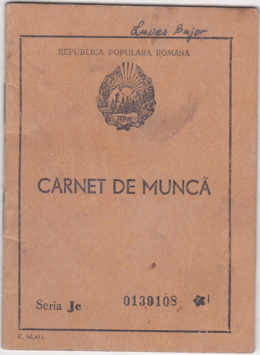 Carnet de Munca 1953