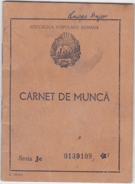 Carnet de Munca 1953