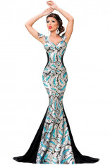 K474 Rochie eleganta tip sirena, decorata cu paiete foto