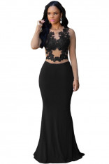 H474-1 Rochie eleganta de ocazie, cu plasa si detalii brodate foto