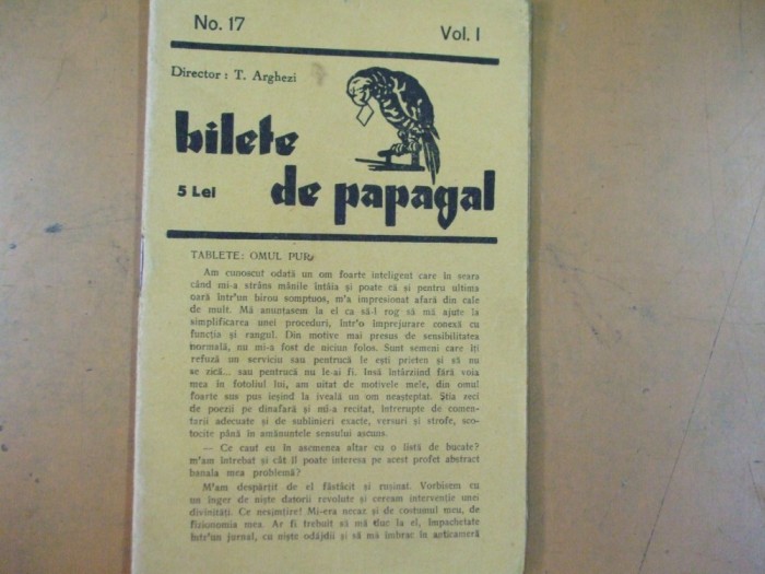 Bilete de papagal 1928 seria I nr. 10 Arghezi Cella Delavrancea Iasi Iorga radio