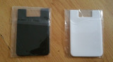 Mini portofel / buzunar silicon adeziv (pt. bani/carti credit - pt. tel. mobil), Alb