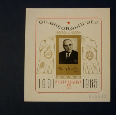 Romania 1966 - GH. GHEORGHIU DEJ, colita nestampilata, AC7 foto