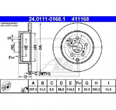 Disc frana TOYOTA VERSO AUR2 ZGR2 PRODUCATOR ATE 24.0111-0168.1 foto