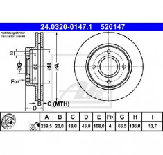 Disc frana FORD FIESTA Mk III GFJ PRODUCATOR ATE 24.0320-0147.1 foto