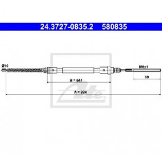 Cablu, frana de parcare PEUGEOT 406 8B PRODUCATOR ATE 24.3727-0835.2 foto