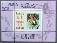 RAS LA KHAIMA 1970 - COSMOS, TIMBRU PE TIMBRU, 1 S/S NEOBLITERATA - RAK 23 foto