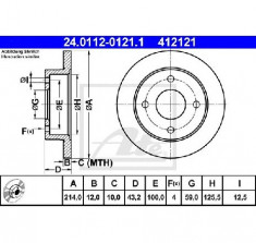 Disc frana NISSAN MICRA I K10 PRODUCATOR ATE 24.0112-0121.1 foto