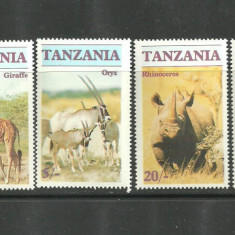 Tanzania 1986 - ANIMALE SALBATICE DIN AFRICA, serie nestampilata, AC4