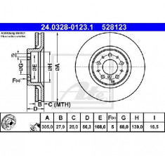 Disc frana VOLVO S80 I TS XY PRODUCATOR ATE 24.0328-0123.1 foto