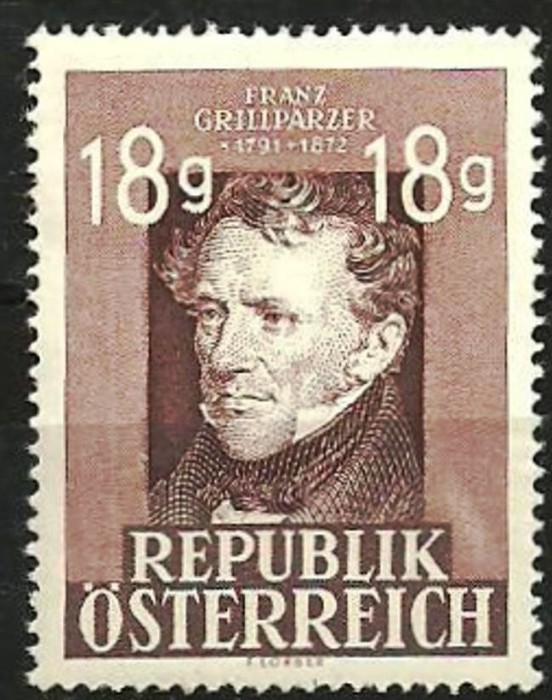 Austria 1947 - POET FRANZ GRILIPARZER , timbru nestampilat AC132 Austria 1947 - POET FRANZ GRILIPARZER , timbru nestampilat AC132