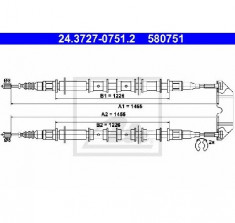 Cablu, frana de parcare OPEL VECTRA B hatchback 38 PRODUCATOR ATE 24.3727-0751.2 foto