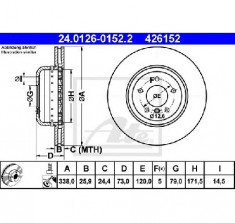 Disc frana BMW 1 cupe E82 PRODUCATOR ATE 24.0126-0152.2 foto