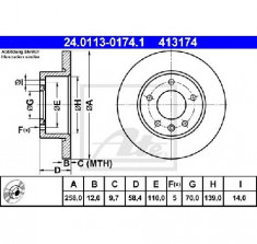 Disc frana OPEL OMEGA A 16 17 19 PRODUCATOR ATE 24.0113-0174.1 foto