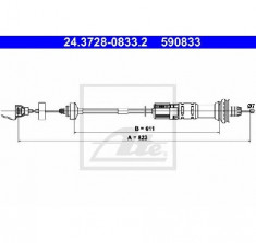 Cablu ambreiaj PEUGEOT 206 hatchback 2A C PRODUCATOR ATE 24.3728-0833.2 foto