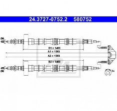 Cablu, frana de parcare OPEL ASTRA G hatchback F48 F08 PRODUCATOR ATE 24.3727-0752.2 foto