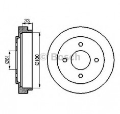 Tambur frana NISSAN MICRA II K11 PRODUCATOR BOSCH 0 986 477 069 foto