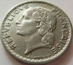 Moneda 5 Franci - FRANTA, anul 1949 *cod 3100 Allu xF foto