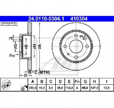 Disc frana MITSUBISHI COLT VI Z3 A Z2 A PRODUCATOR ATE 24.0110-0304.1 foto