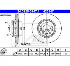 Disc frana MAZDA 6 Hatchback GG PRODUCATOR ATE 24.0125-0147.1 foto