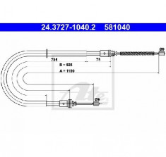 Cablu, frana de parcare RENAULT LAGUNA I Estate K56 PRODUCATOR ATE 24.3727-1040.2 foto