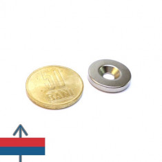 Magneti neodim puternici inel diametrul 20 mm prindere surub cap inecat foto