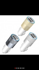 Dual USB auto charger, aluminiu: Iphone, Samsung, Htc etc foto