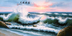 Pictura in acuarela reproducere - Seascape - Zhang Yuan 132x63 cm foto