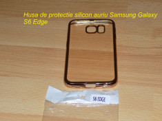 Husa de protectie silicon auriu Samsung Galaxy S6 Edge foto