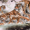 Pictura in acuarela reproducere - Great Tigers - Liang Xuan 132x63 cm