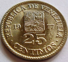 Moneda 25 Centimos - VENEZUELA, anul 1977 *cod 3138 foto