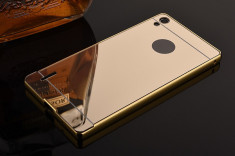 Bumper aluminiu cu spate acril tip oglinda Huawei Ascend P7,gold foto