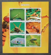 MAURITANIA 2016 - INSECTE, 1 M/SH NEDANTELATA, NEOBLIT, POSTA PRIVATA - PP 1205 foto