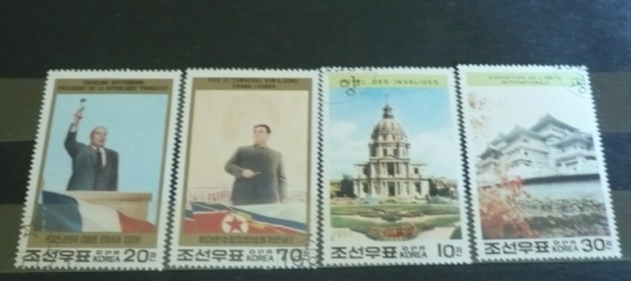 KOREA 1982- LIDERI POLITICI KIM IL SUNG SI MITTERRAND, serie stampilata, AC9