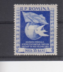 ROMANIA 1955 LP 384 ADUNAREA MONDIALA PENTRU PACE HELSINKI MNH foto