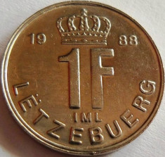 Moneda 1 Franc - LUXEMBURG, anul 1988 *cod 3140 UNC foto