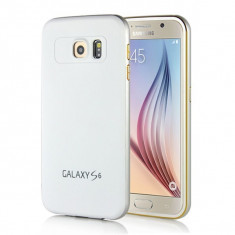 Husa bumper din aluminiu cu capac din plastic Samsung Galaxy S6 edge, alb foto