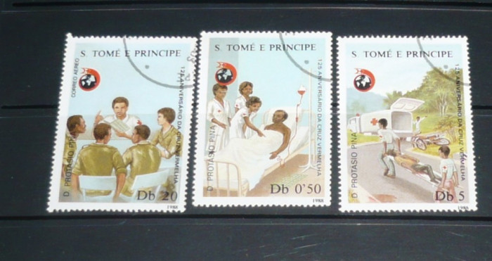 S TOME E PRINCIPE 1988 &ndash; CRUCEA ROSIE, serie stampilata, PT6