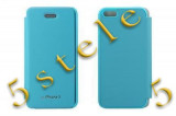 Husa Mercury Techno Flip Apple iPhone 5/5S SkyBlue Blister, Albastru, iPhone 5/5S/SE, Cu clapeta