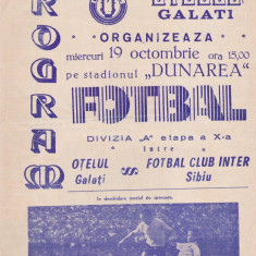 Program meci fotbal OTELUL GALATI - FC INTER SIBIU 19.10.1988