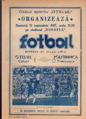 Program meci fotbal OTELUL GALATI - POLITEHNICA TIMISOARA 13.09.1987 foto