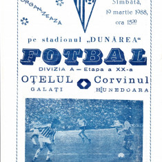 Program meci fotbal OTELUL GALATI - CORVINUL HUNEDOARA 19.03.1988