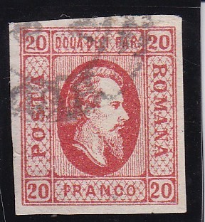 ROMANIA 1865 , CUZA EFIGIA IN OVAL VALOARRE 20 PARALE , STAMPILAT