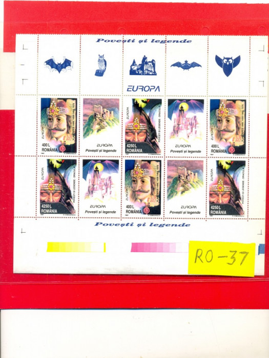 RO-0034=ROMANIA 1997,Lp 1432-Europa 96-Jumătate coală Vlad Tepeș,neștampilată