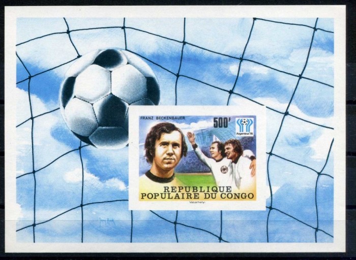 CONGO 1978 SPORT, C.M. DE FOTBAL, BECKENBAUER COLITA NESTAMPILATA CONGO 1978 SPORT, C.M. DE FOTBAL, BECKENBAUER COLITA NESTAMPILATA