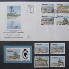 NAMIBIA 1990 - PEISAJE, 4 VALORI SI 1 S/S NEOBLIT SI 1 FDC OBLIT - AS 225A