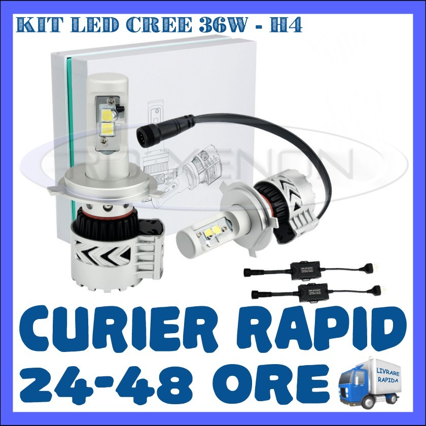 KIT LED CREE 36W GENERATIA 8 - H4 CU DOUA FAZE (3000LM) - APRINDERE  INSTANTA, Universal, BOORIN | Okazii.ro