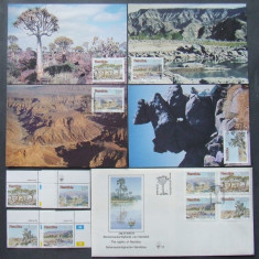 NAMIBIA 1990 - PEISAJE, 4 VALORI NEOBLIT, 1 FDC SI 4 ILUSTR. MAX. OBLIT - AS 225