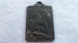 Medalion Vanatoresc Capra Neagra Vechi executat manual Patina minunata