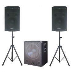 KIT SUBWOOFER 15 inch+2 SATELITI 12inch+2 STAND BOXA CUBE1512 foto